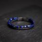 Preview: Doppeltes Armband mit schwarzem italienischem Leder und blauem Tigerauge-Stein - Double Night